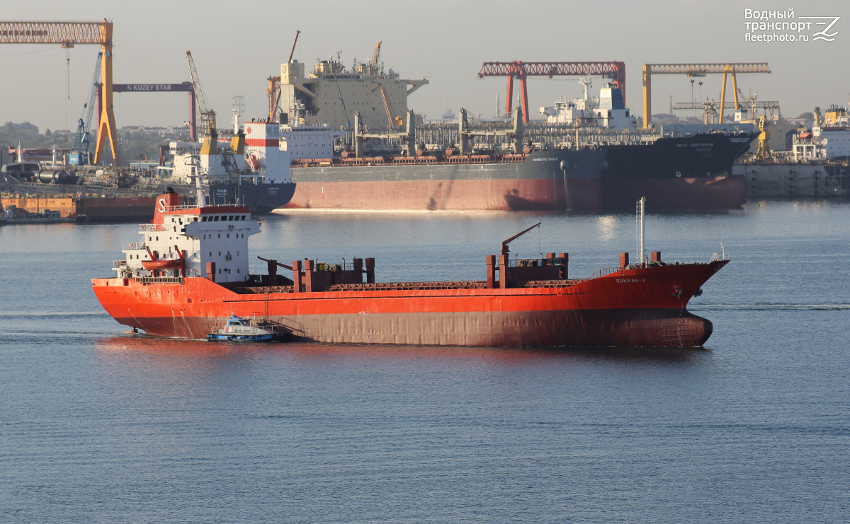 Sukran-S, Gisas  Pilot I, MSC Antigua, Hanseatic Eagle, Tulip